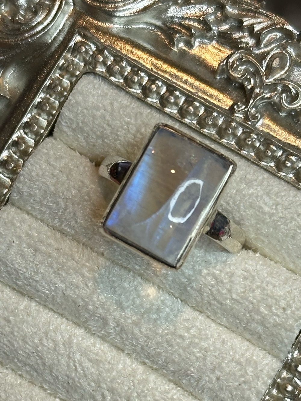 Rainbow Moonstone Ring Sterling Silver S925 Size 8.5 - Picture 7 of 8